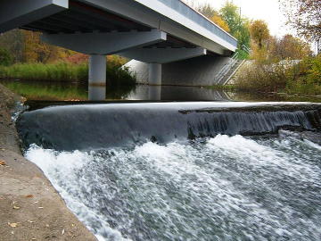 The river Bartuva. The weir in Skuodas town