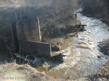 The river Duksta. Remains of the Bradeliskiai watermill dam